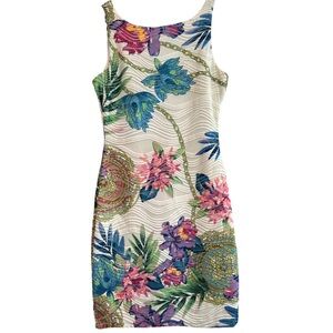 🟤 JENNIFER LOPEZ WHITE FLORAL DRESS SIZE XS